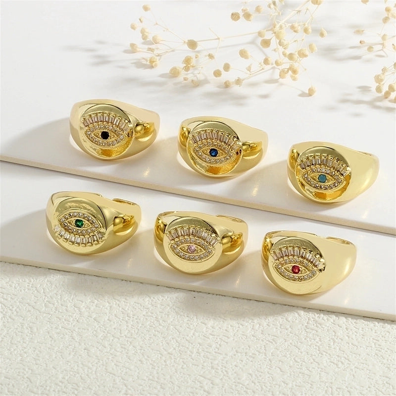 Copper Inlay Devil's Eye Eye Zircon Open Rings