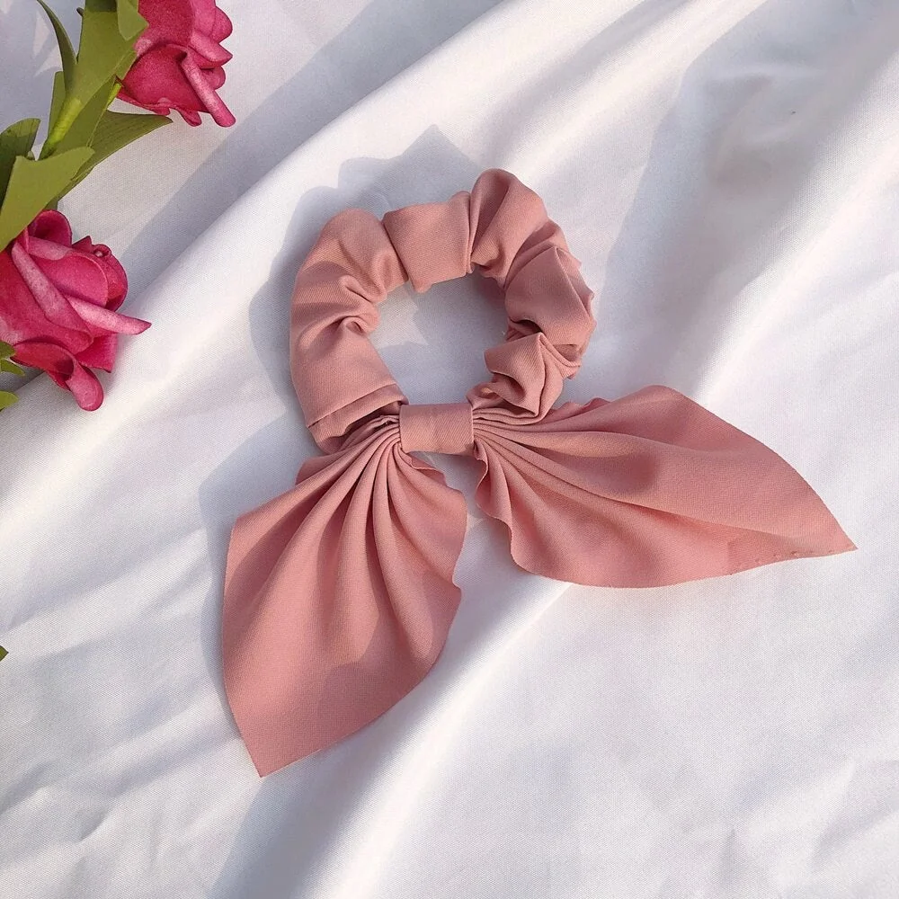 2020 Women Rabbit Ear Hair Scrunchie Vintage Knot Elastic Hair Band Girl Ponytail Holder Hair Ring Rope Fashion Hair Accessories