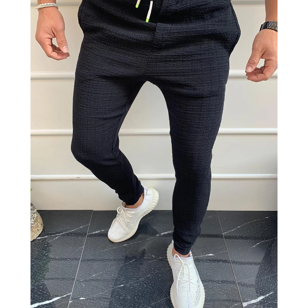 Men‘s Retro Pure Color Printed Trousers