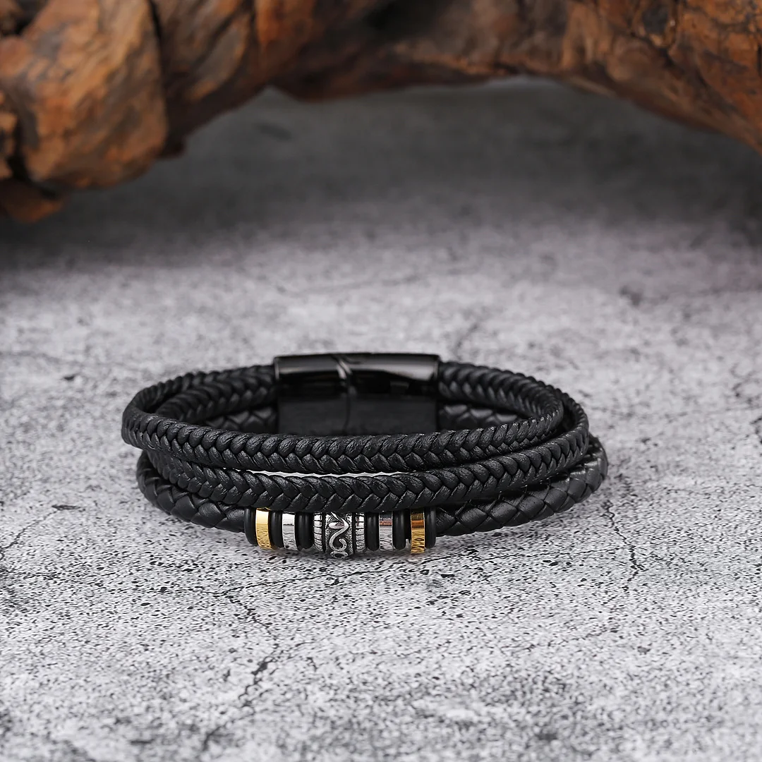 Men's Vintage Stainless Steel Leather Rope Bracelet