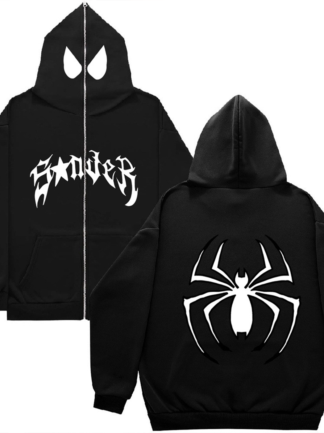 Men's Gothic Spider Punk Zip Hoodie Jacket Unisex / TECHWEAR CLUB / Techwear