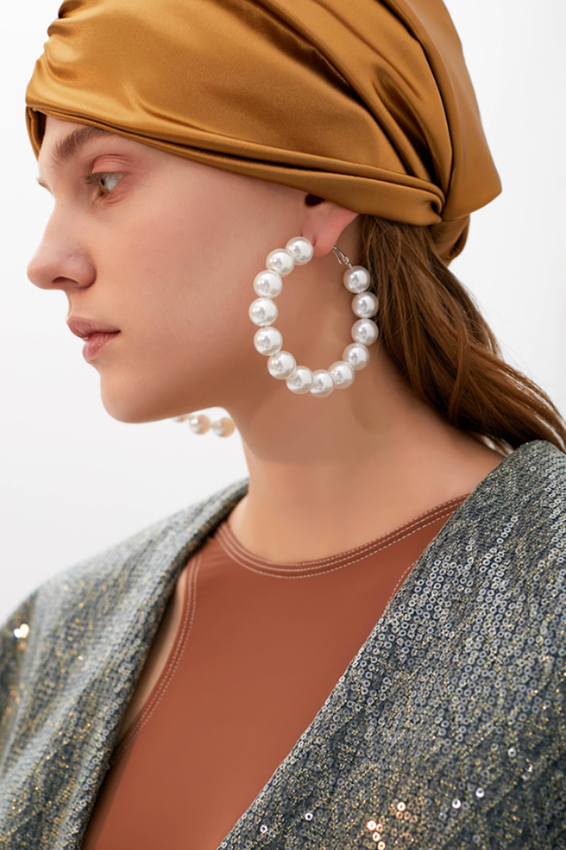 Simple Pearl Hoop Earrings