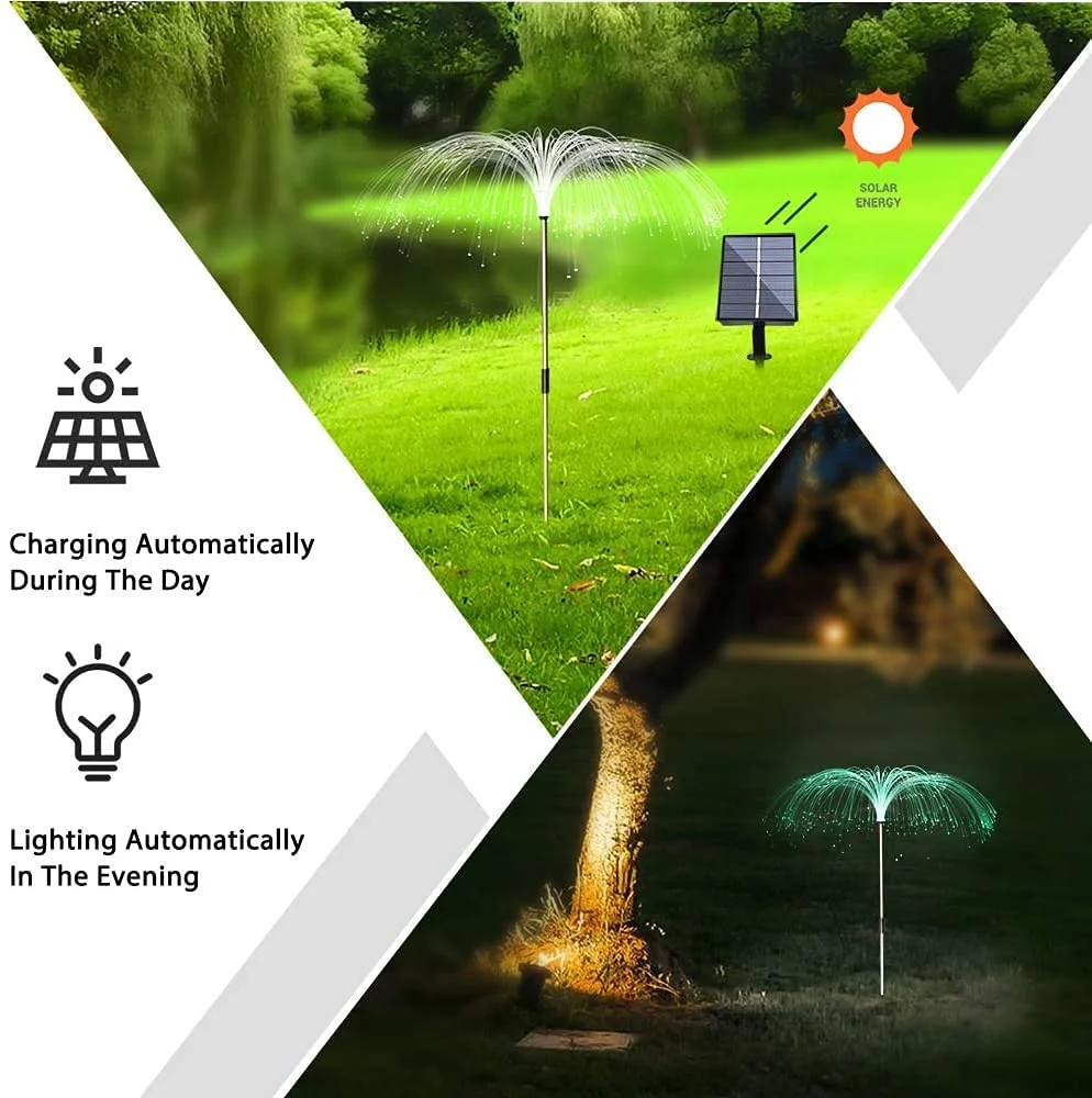 5PCS LED Jellyfish Shape Fiber Outdoor Pathway for Garden Gazebo
