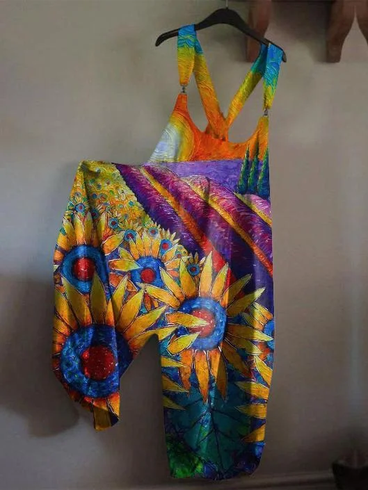 Plus Size Crew Neck Sleeveless Floral Vintage One-Pieces
