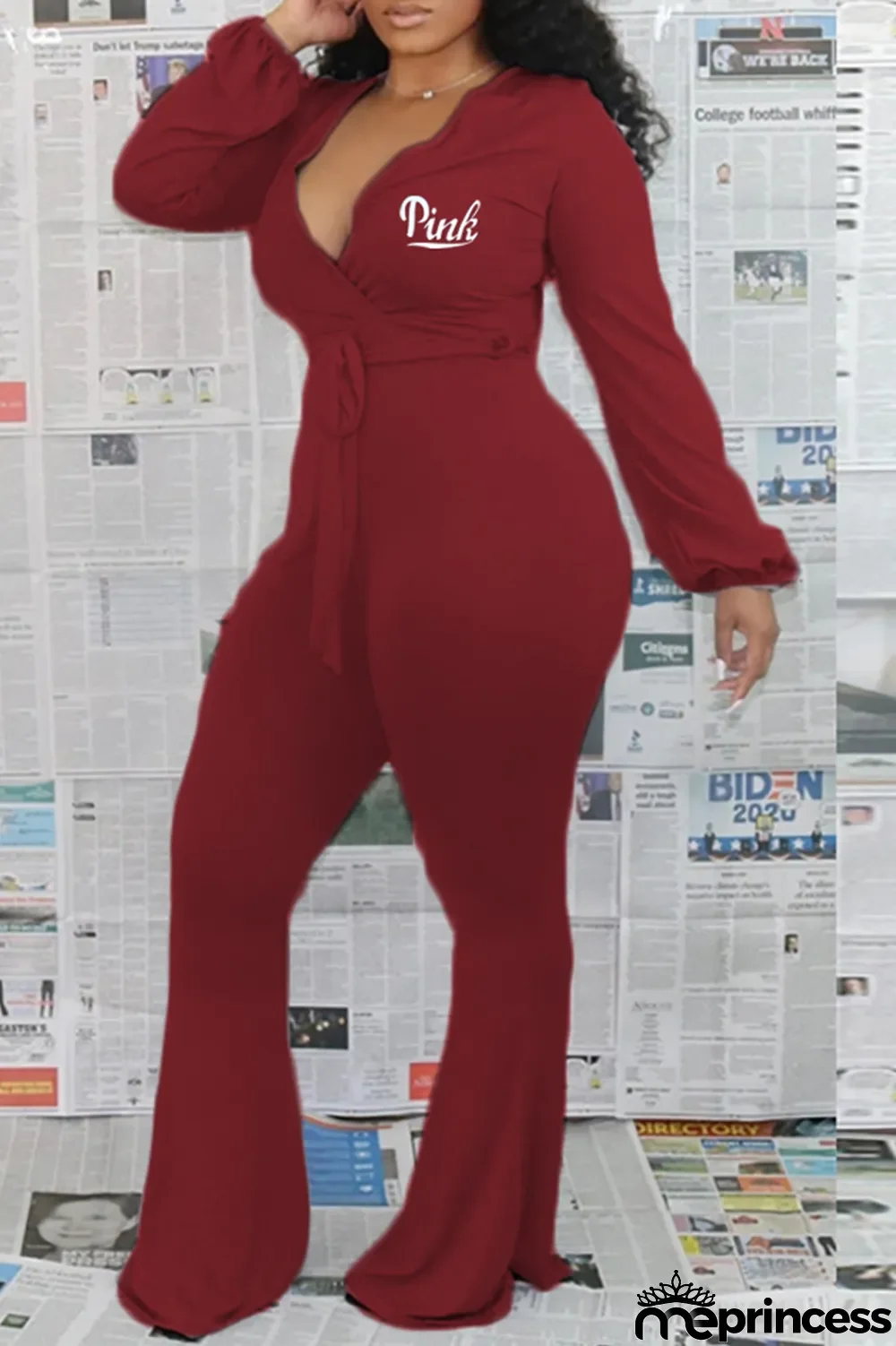 Black Casual Print Patchwork V Neck Skinny Jumpsuits