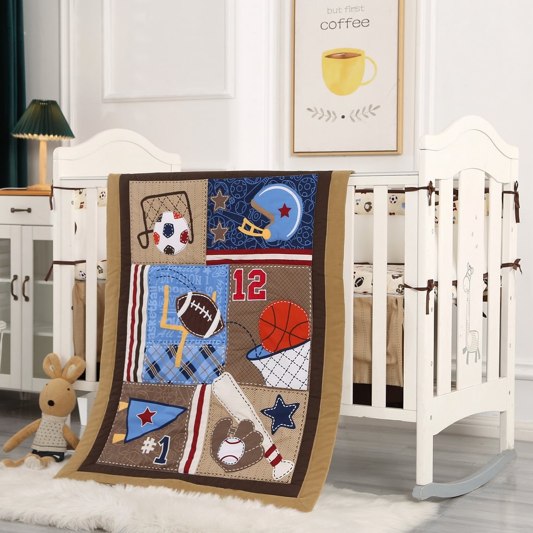 Sports Crib Bedding Sets for Boys 7 Piece Nursery Bedding