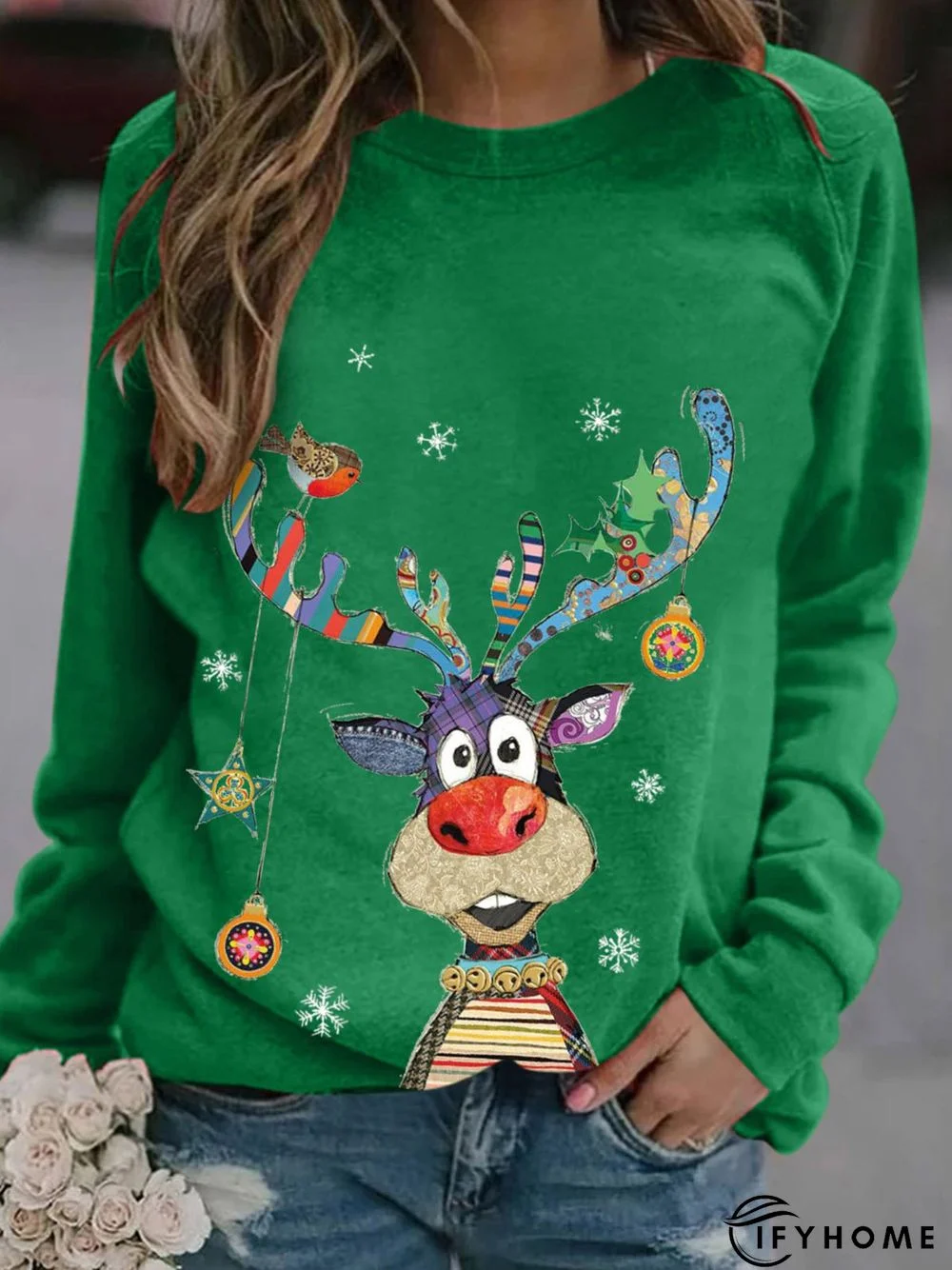 New Women Fashion Vintage Holiday Shift Casual Sweatshirt | IFYHOME