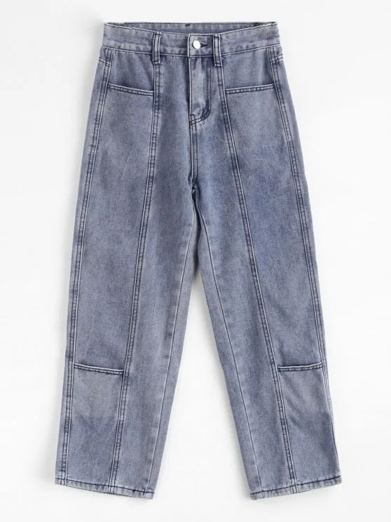 Multi Pockets Straight Leg Jeans