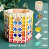 Glass Mosaic Art DIY Kit With Wood Pen Holder Square Crystal Mosaic Supplies Art Kit 
