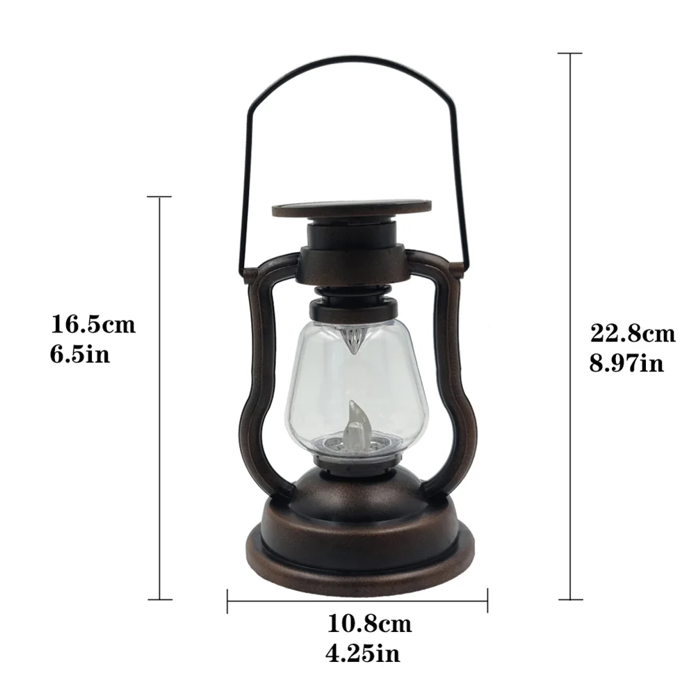 Solar Powered Retro Classic Kerosene Lamp Portable LED Lantern Light (C)