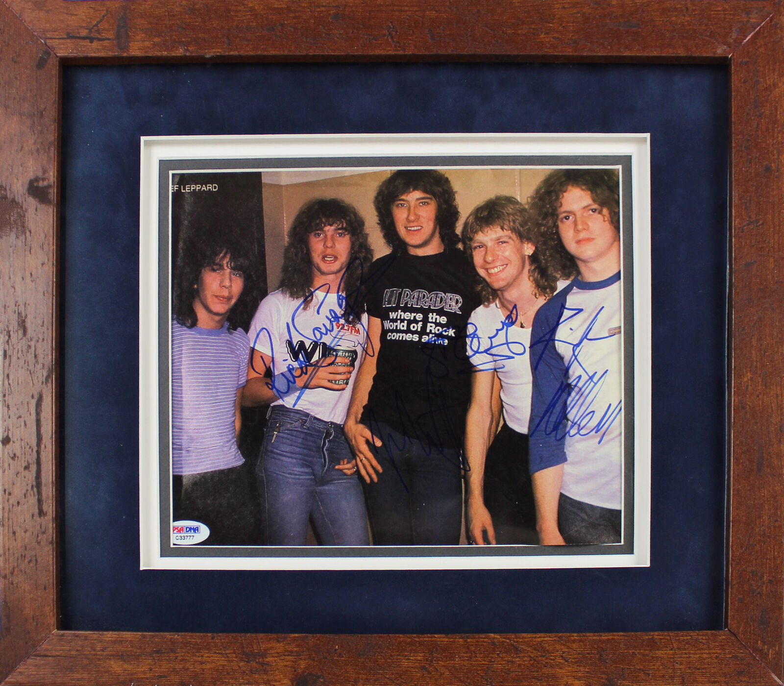 Def Leppard (5) Band Signed & Framed 8x9.5 Magazine Page Photo Poster painting BAS #A39662