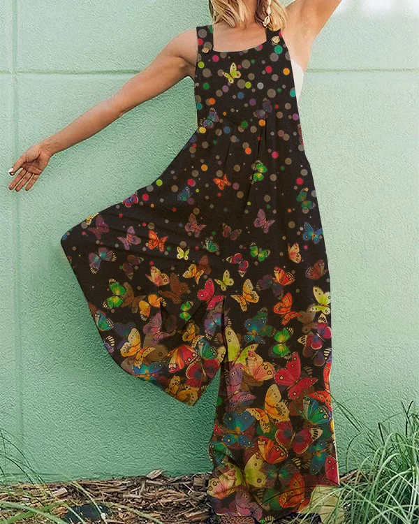 Casual Plus Size Sleeveless Print Jumpsuit