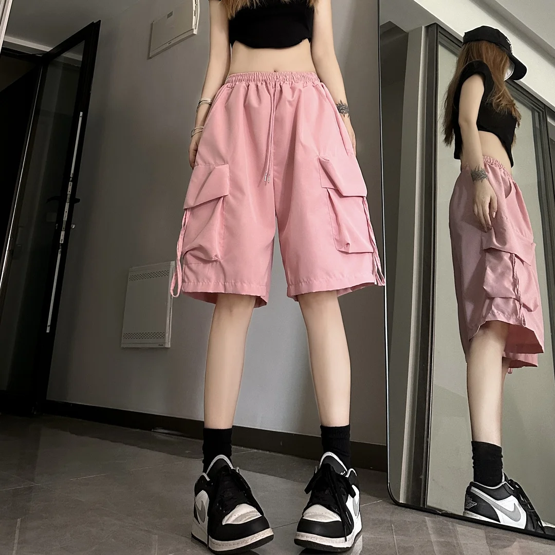 Uveng Uveng Shorts Female 2024 Summer New Thin Money Outside Wear Wide Legs Casual Show Thin Speed Dry Cargo Pants Five Points