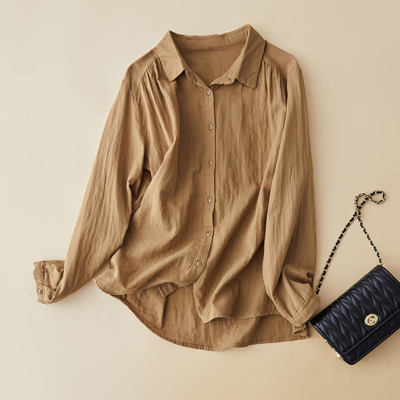 Simple cotton linen long-sleeved shirt-Neogeekshirts:luchamp