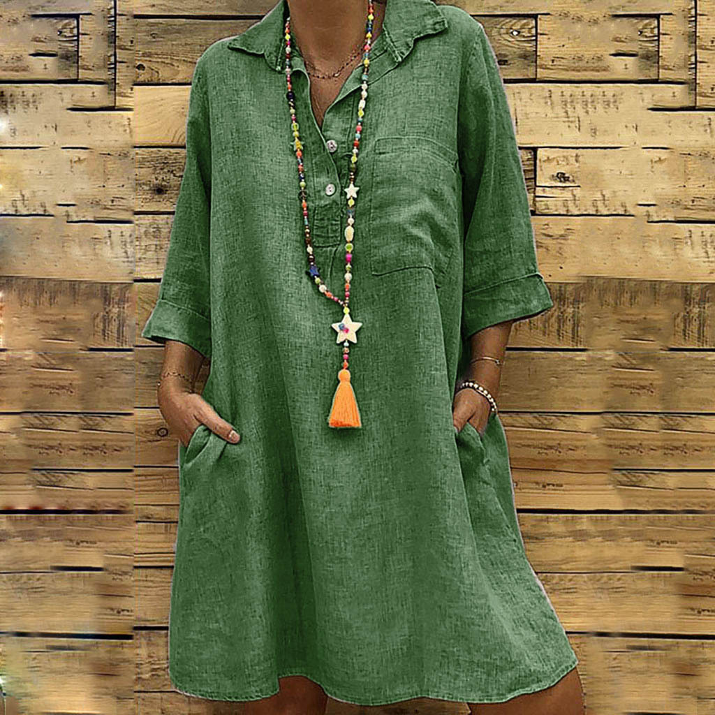  thdmladies Sleeve Shirt Collar Dress thedmladies