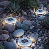 4Pcs LED Mosaic Solar Disk Light IP44 Waterproof Decorative Driveway Lamps Solar-Powered Ground Mosaic Disk Lamp for Outdoor Walkway Patio & Lawn