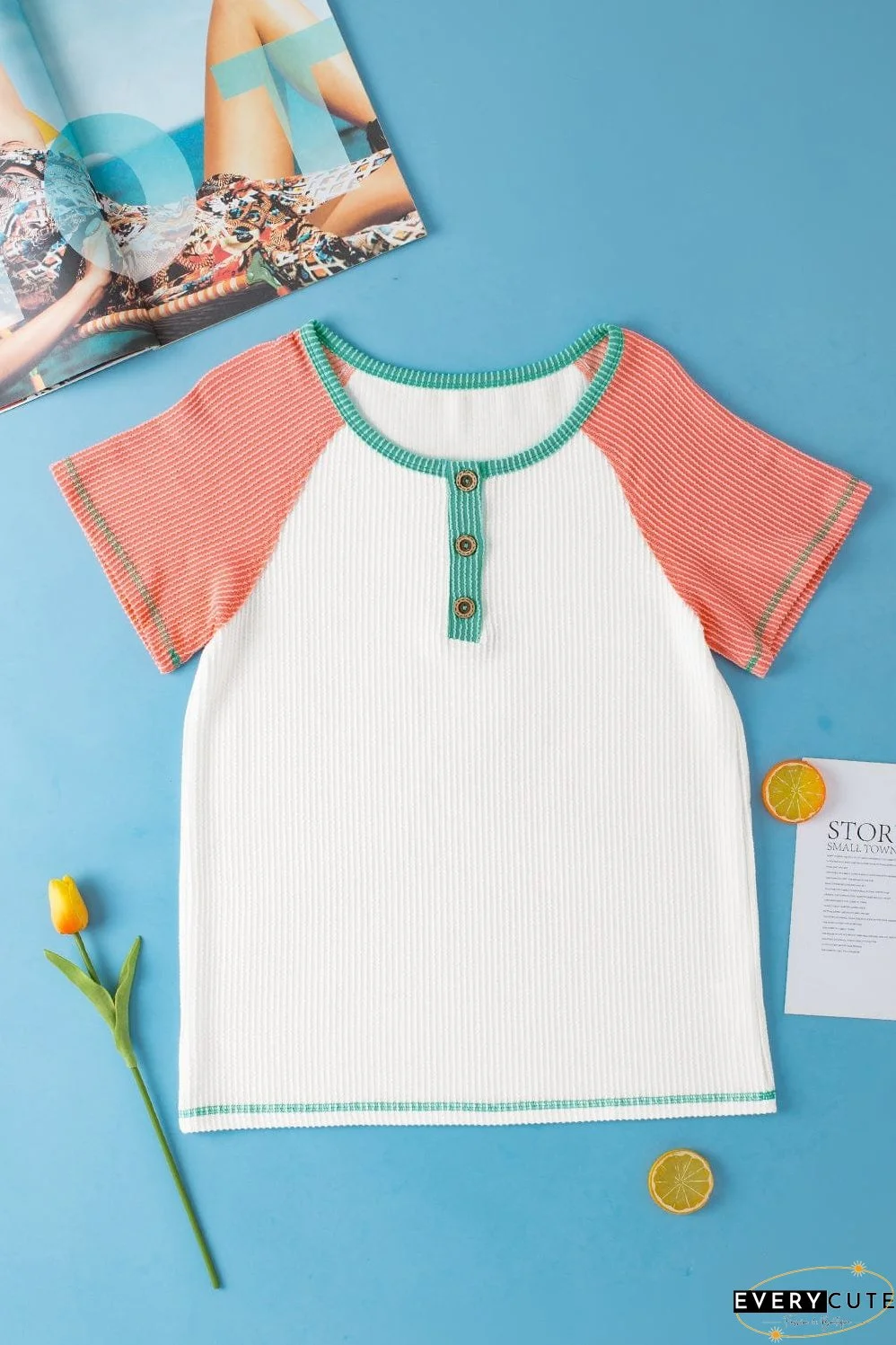 Spring Summer Henley Top
