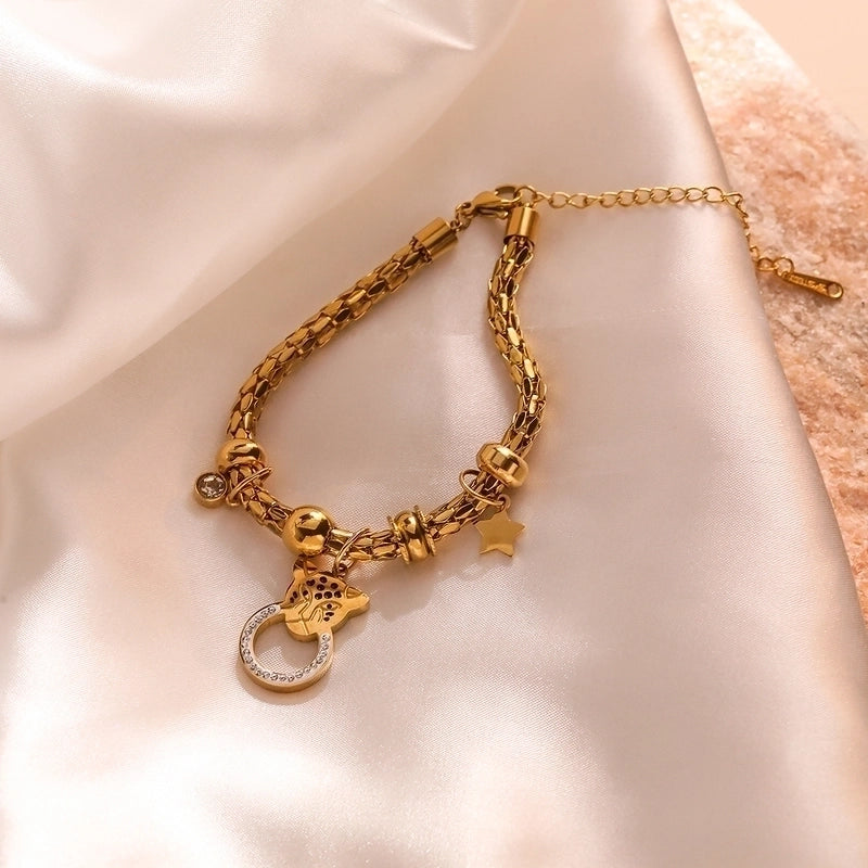 Minimalist Commute Geometric 304 Stainless Steel 18K Gold Plated Zircon Bracelets In Bulk