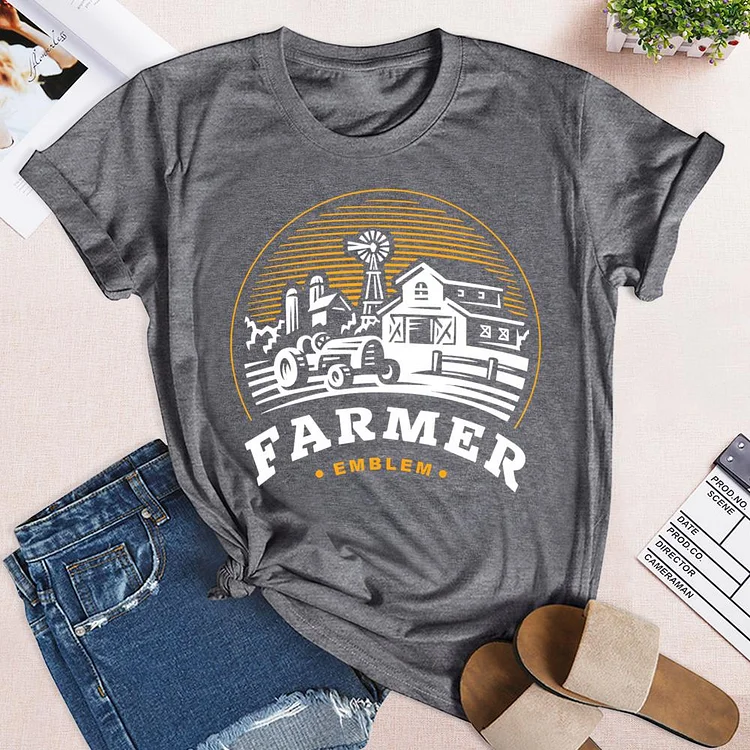 Farm Emblem Round Neck T-shirt-0024981