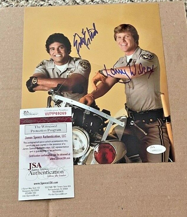 ERIK ESTRADA-LARRY WILCOX SIGNED CHIPS 8X10 Photo Poster painting JSA WITNESSED