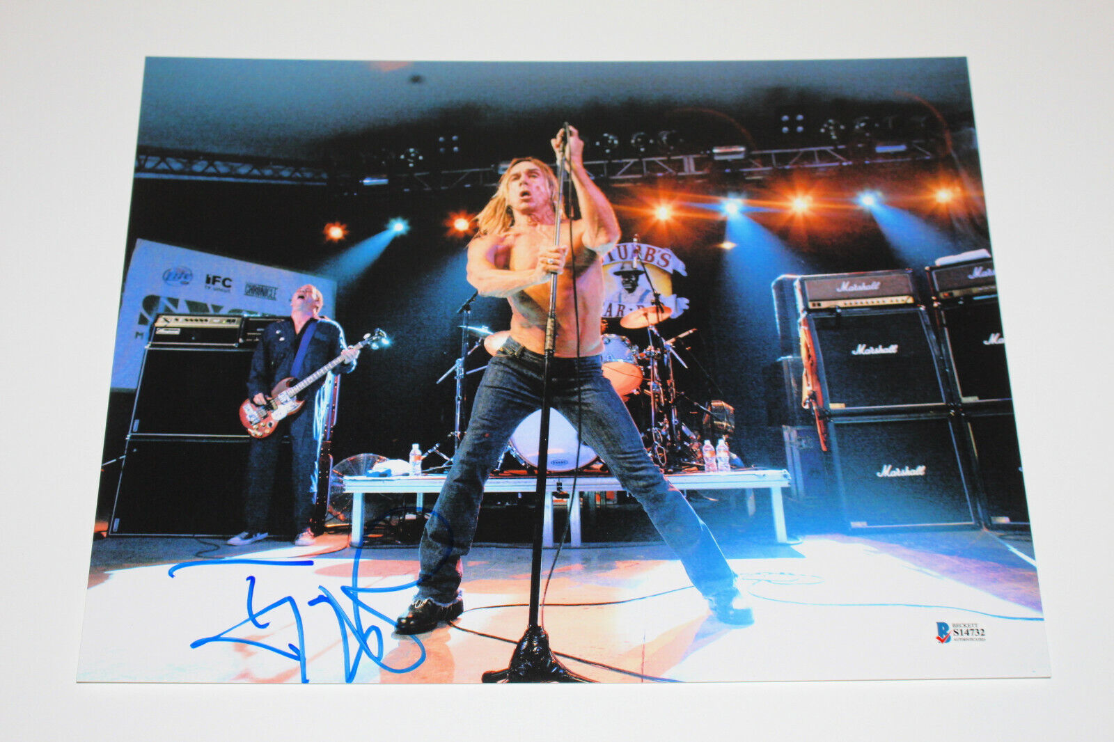 THE STOOGES SINGER IGGY POP SIGNED AUTHENTIC 11X14 Photo Poster painting PROOF BECKETT BAS COA