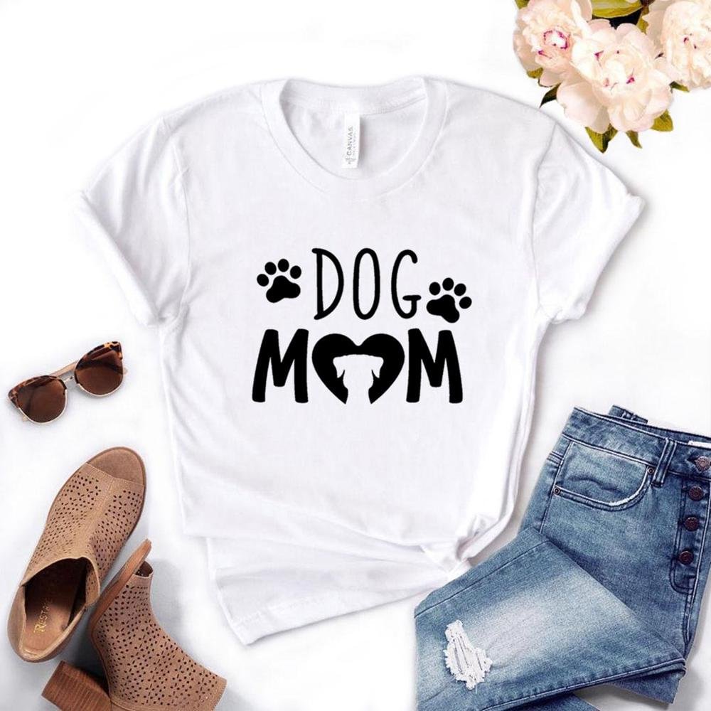 Women T Shirt Dog Mom PAW Print Tshirt