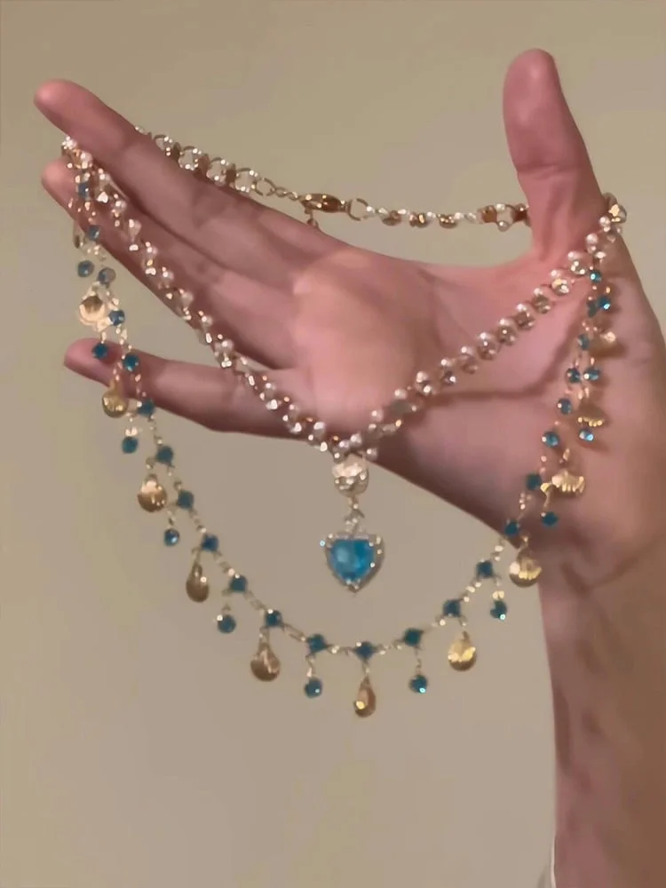 Aquamarine Tassel Necklace 