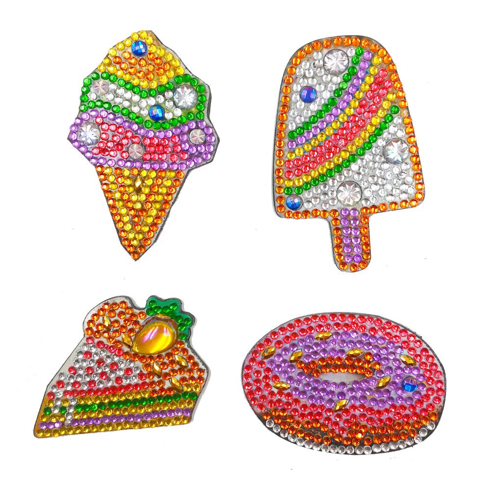 

4pcs Ice Cream Fridge Magnet-DIY Creative Diamond Sticker, 501 Original