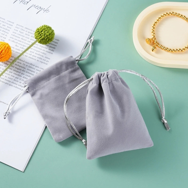 Minimalist Classic Style Solid Color Flannel Jewelry Packaging Bags