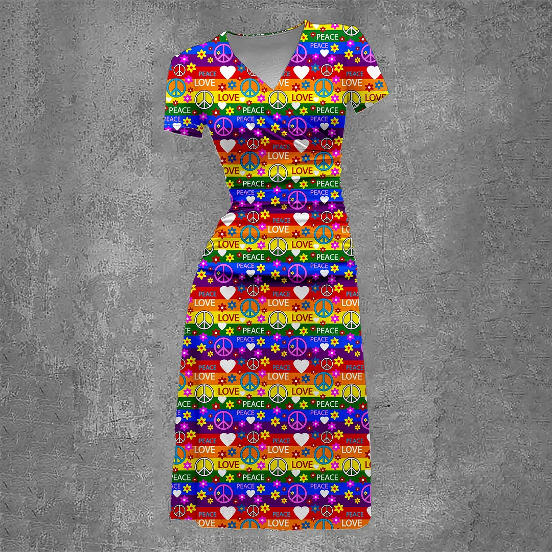 Women's Colourful Printing Vintage Two-Piece Maxi Dress