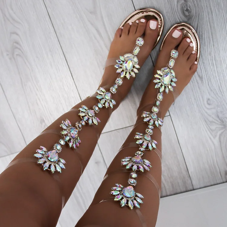 Crystal hot sale gladiator sandals