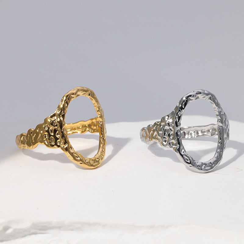 Women Ellipse Geometric Stainless Steel Electroplating Rings