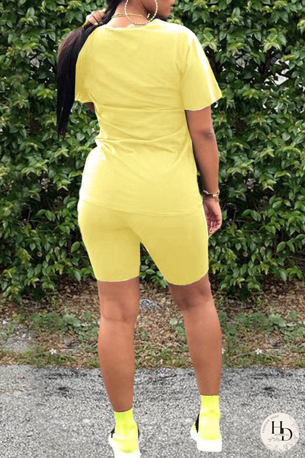 Black Casual Print Split Joint O Neck Short Sleeve Two Pieces