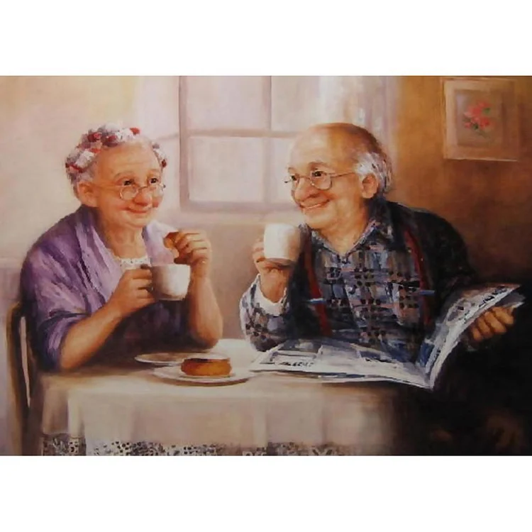 Happy Old Lovers Round Full Drill Diamond Painting 40X30CM(Canvas) gbfke