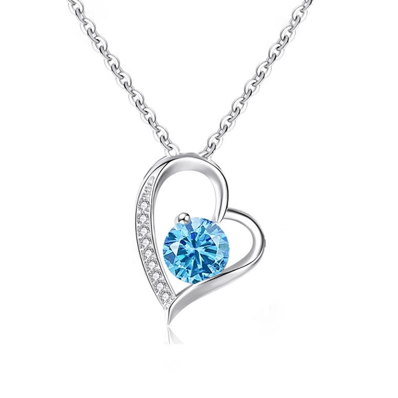 Titanium Steel Copper Plating Heart Shape Zircon Pendant Necklace