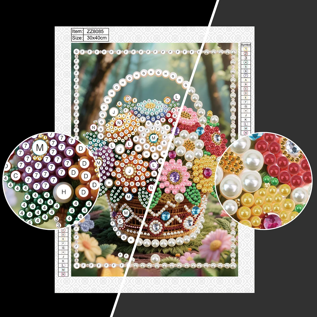 Brown Flower Basket DIY Partial Diamond Pearl Painting Art Kits 30x40cm Special Shape Pearl Gem Paintings Picture Arts Craft for Home Wall Decor