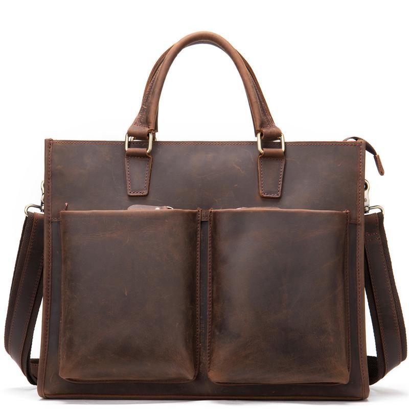 Casual Vintage Leather Men's Handbag Shoulder Bag Large-Capacity Business Diagonal Bag