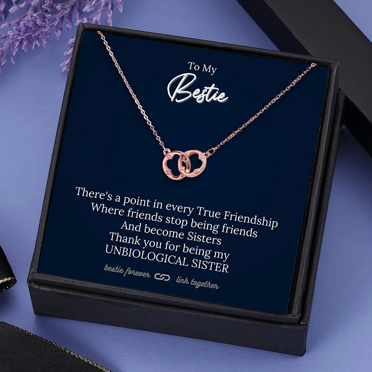 To My Bestie Interlocking Circle Necklace True Friendship Gift Set