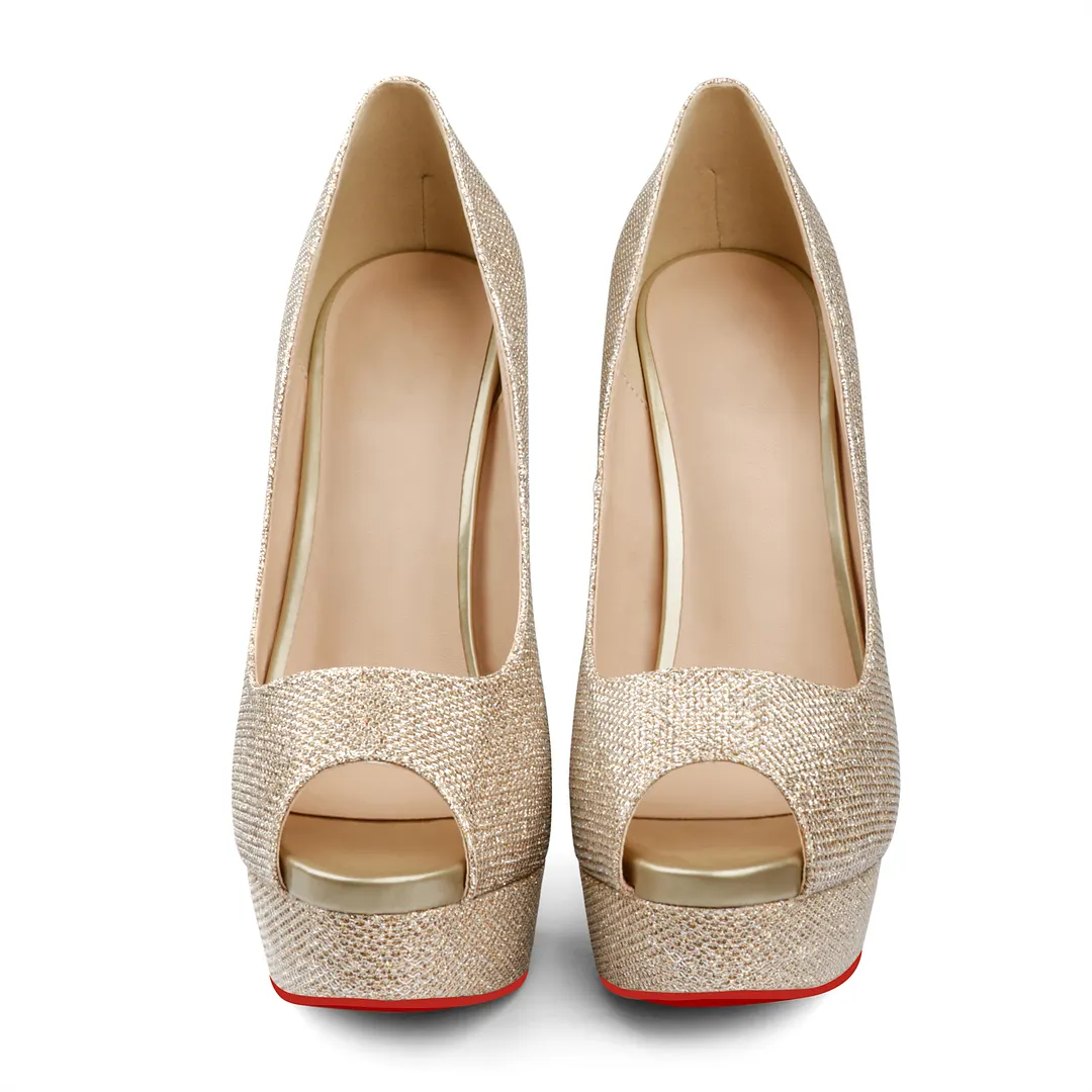 150mm Sky High Platform Red Bottom Peep Toe Pumps-vocosishoes