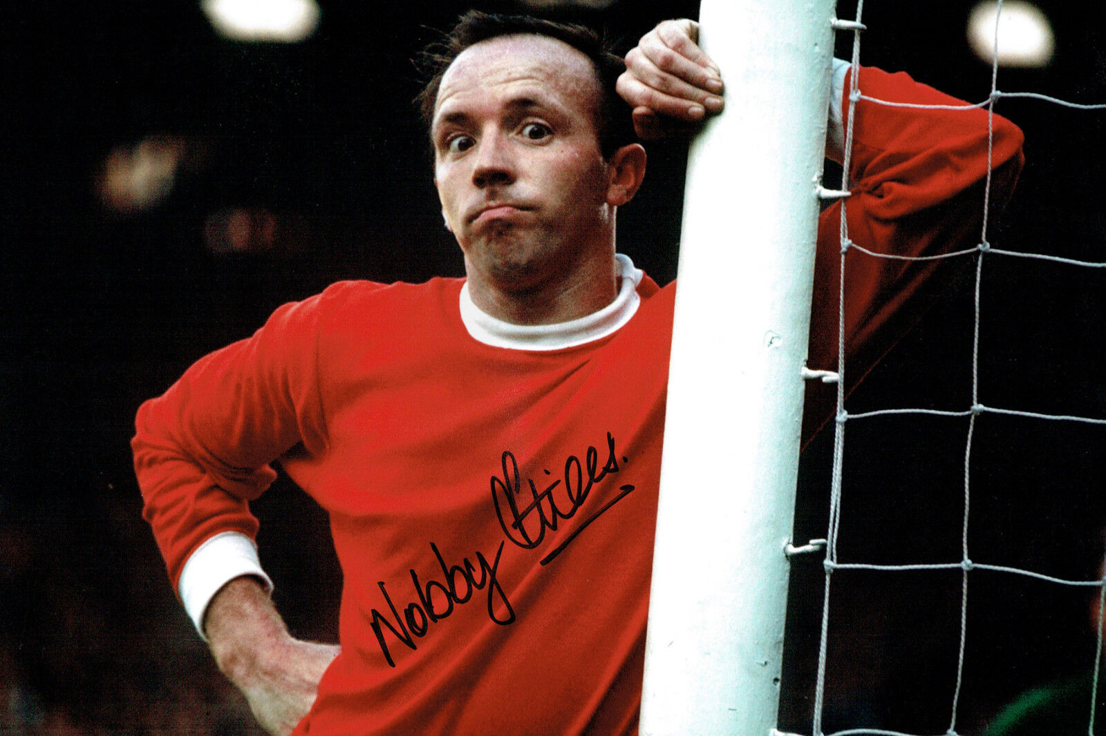 Nobby STILES In Person Signed 12x8 Photo Poster painting Autograph AFTAL COA Manchester United