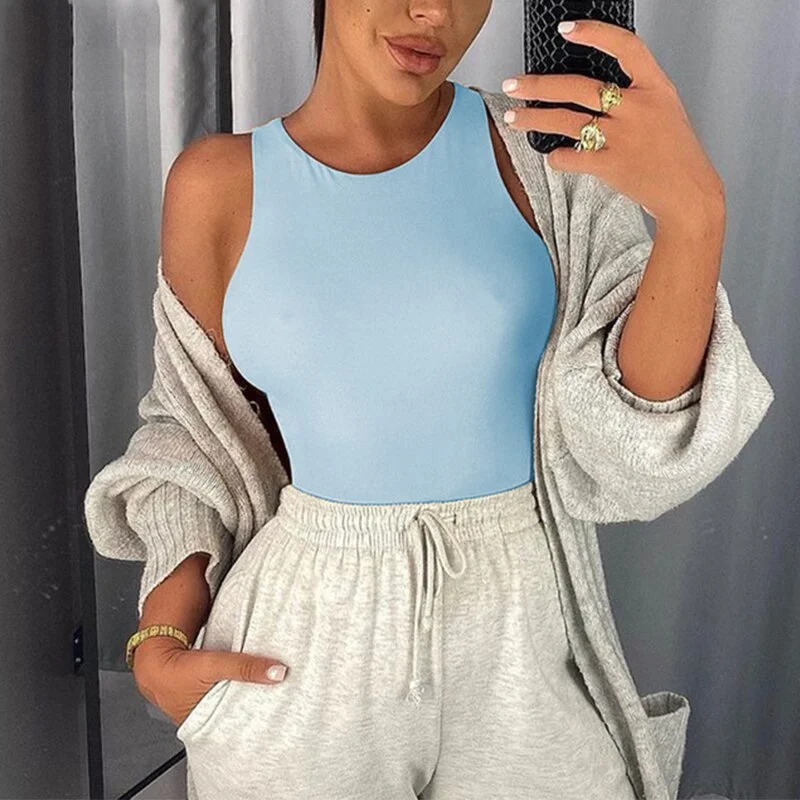 O Neck Summer Sleeveless  Bodysuit Women 2020 Off Shoulder Body Tops Streetwear Casual White Bodysuits bar dropshipping top