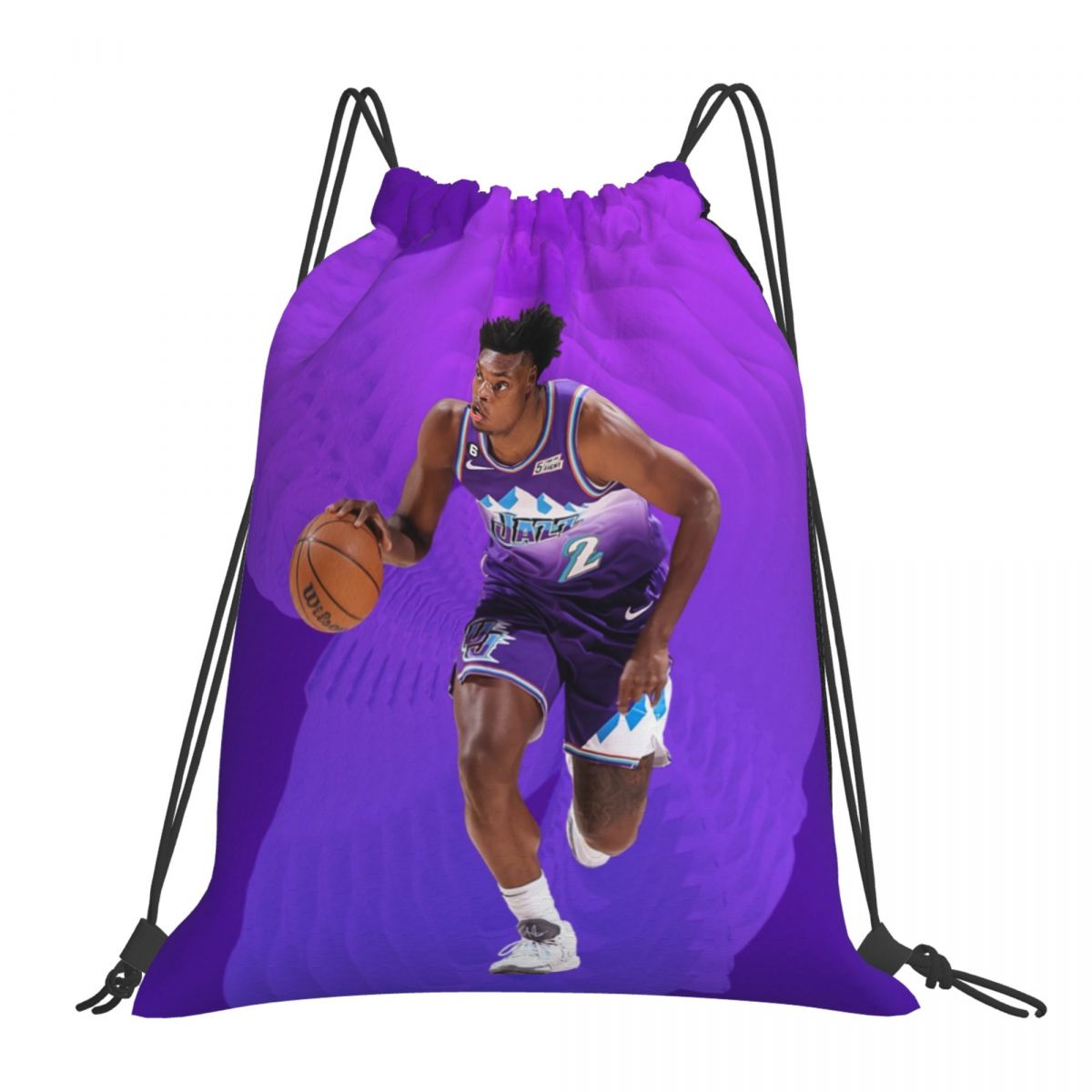 Utah Jazz Collin Sexton Waterproof Adjustable Lightweight Gym Drawstring Bag