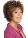 Light Brown Short Curly Hair Air Bangs Wigs