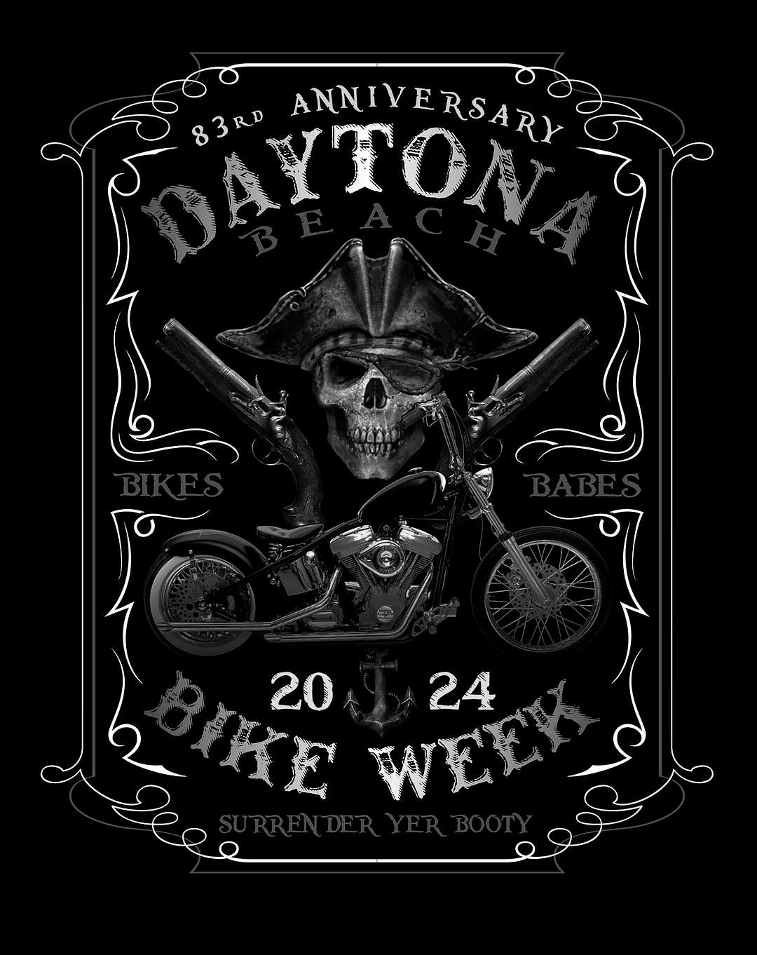 2024 Daytona Bike Week Pirate Skull 83rd Anniversary