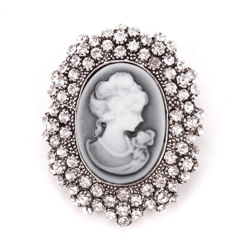 Retro Pin Portrait Alloy Plating Rhinestones Women’S Brooches