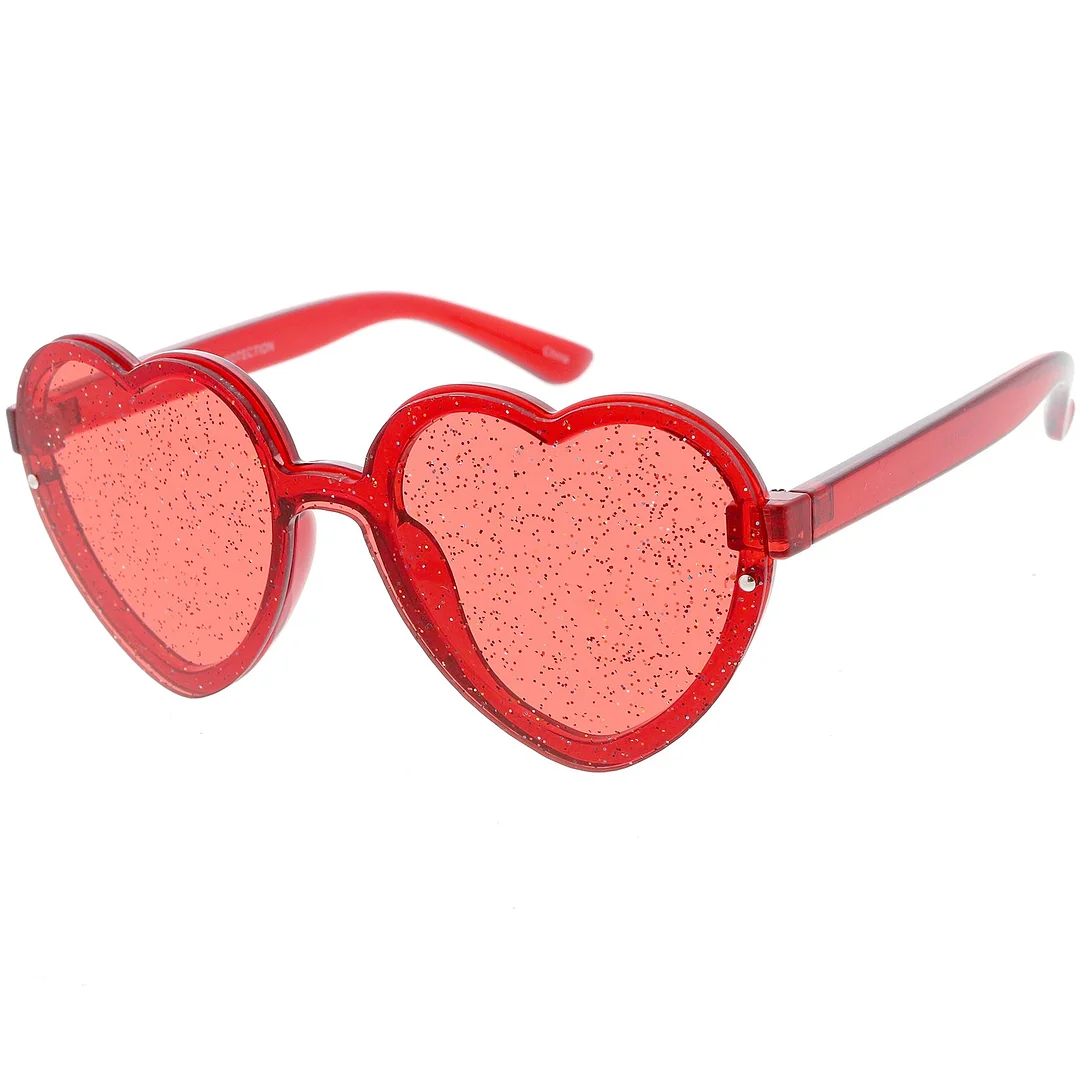 Women's Translucent Rimless Heart glasses Glitter Lens 52mm