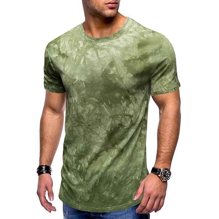 Men's Summer Shirt with Round Collar and Short Sleeves