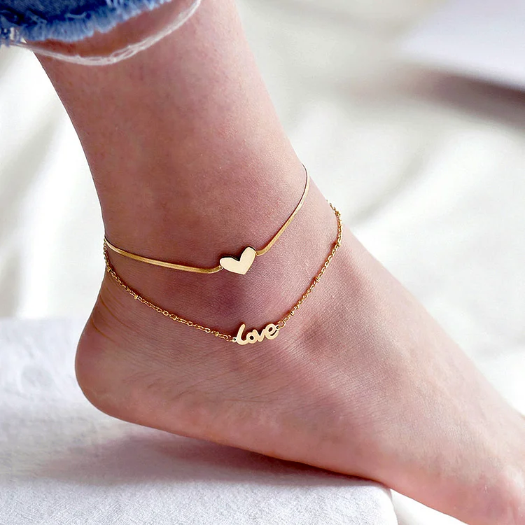 Love Heart Stacked Anklet