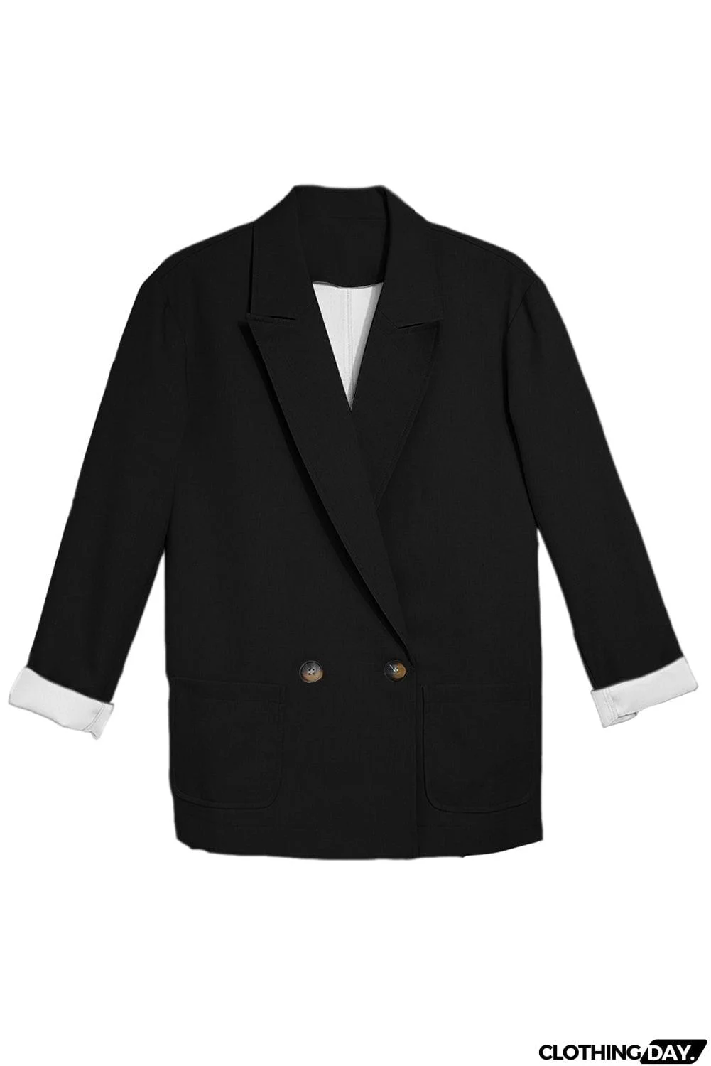 Buttoned Lapel Collar Blazer with Pocket