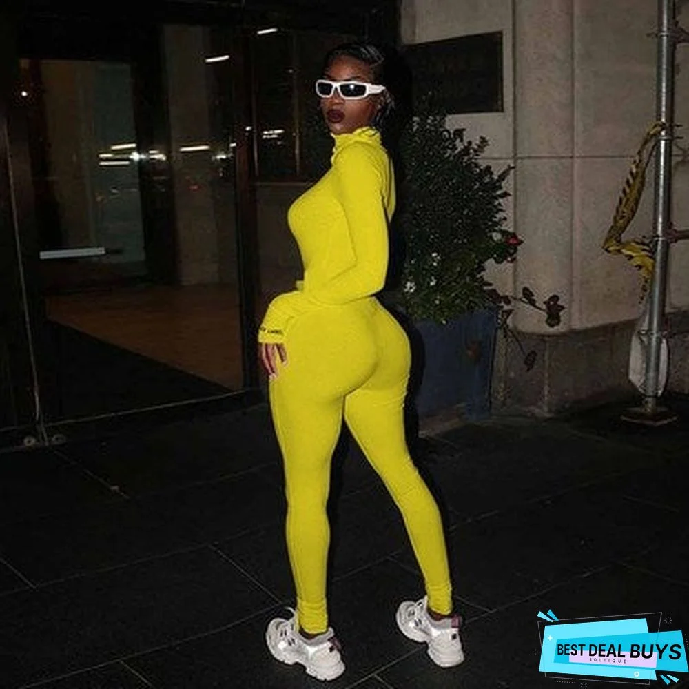 New High Neck Slim Fit Bodysuit Pants